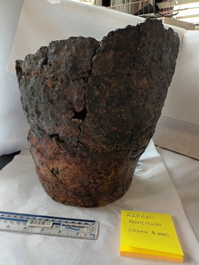 Bronze Age burial urn following conservation